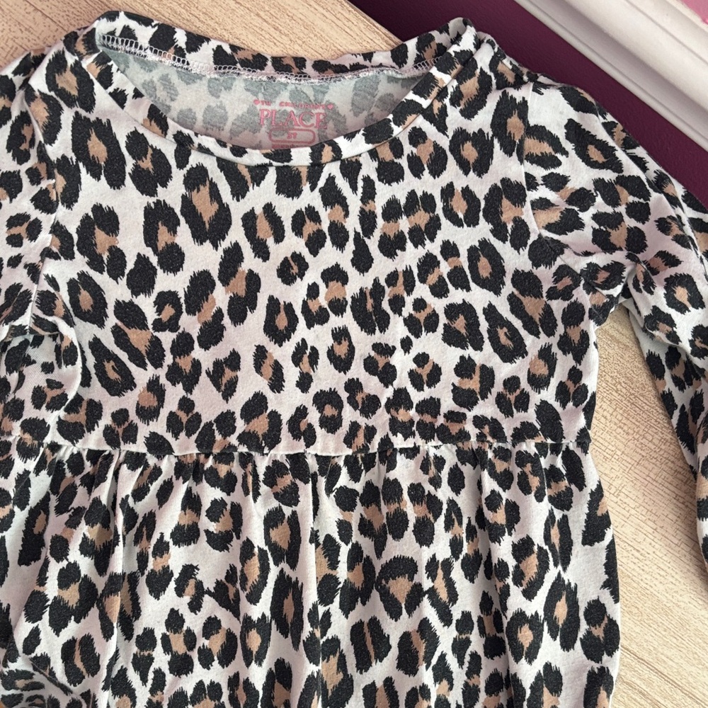 The Children's Place Leopard Print Long Sleeve Top - Beige/Black